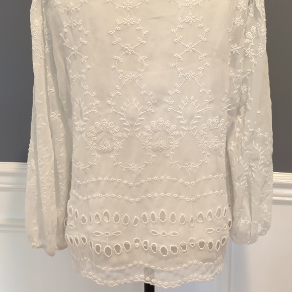 ✨HP✨ EUC J.Crew White Lace Overlay Eyelet Top - Size: M - Picture 12 of 15